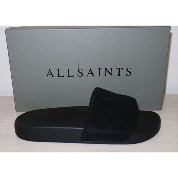 ALLSAINTS 34ZM0180 Men's Sz 10M Black Sunland Suede Slide Sandals - Picture 6 of 7